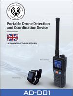Rugged Handheld Anti Drone 2KM - 300Mhz - 6GHz with Smart Watch