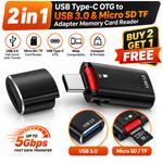 2 in 1 USB Type-C OTG to USB 3.0 & Micro SD TF Adapter Memory Card Reader