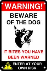 Warning beware of the dog enter at own risk Sign PVC Sticker Dibond