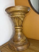 Heavy Solid Wood Carved Pedestal Plant Stand Side Table 18” 6.8kg