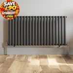 Anthracite Designer Radiator Horizontal Oval Column Single Panel Rad 600x1200mm