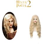 Hocus Pocus 2 Crazy Witch Sarah Blonde Long Curly Hair Cosplay Wig Halloween
