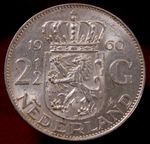 Netherlands 2 and 1/2 Gulden 1960 - 0.72 Silver (N2606)