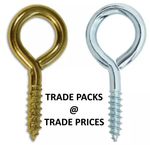 Steel Screw Eyes Brass Plated Zinc Plated Various Sizes 20mm -100mm Vine Eyelet