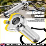 1X Universal Motorcycle Motorbike Silver Handlebar Handle bar Grip 22mm 7/8" UK