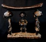 African Art Primitive Arts - Rare Neck Support with Luba Caryatids - 24.5 Cms
