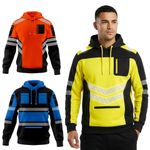 Hi Viz Vis High Visibility Orange Jumper Work Hooded Sweatshirt Hoodie   S- 2XL