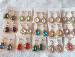 Joblot 34 Pairs Tear drop shape Mixed Colour crystal Earrings - NEW wholesale A