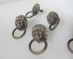 Vintage Brass Lion Loop Pull Drawer Handle Lions Head Old Hardware - £8each