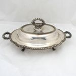 Vintage Wallace Melford Silverplate Oval Serving Dish removable handle footed