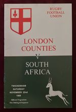 London Counties v South Africa Rugby Programme 1969 Twickenham Springboks