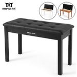   ♬Mustar Piano Stool Wooden Piano Bench With Storage Padded Keyboard Seat White