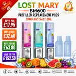 LOST MARY BM600 2ml Prefilled Replacement Pods Refill 20mg 2x Pods