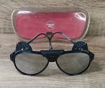1980s Rossignol Mirrored Blue Frame Sunglasses With Leather Side Shields & Case