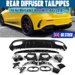FOR MERCEDES A CLASS W177 AMG A45 LOOK 2018+ REAR DIFFUSER TAILPIPES GLOSS BLACK