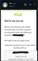FlixBus / FlixTrain Voucher £76.98 valid until 11/04/2027