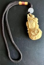 Boxwood Netsuke Gourd Hyotan Wood Carving With Strap