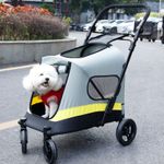 BingoPaw Dog Stroller Easy Fold Dual Entry Pet Stroller with One-Foot Brake Cart