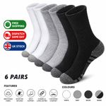 Mens Sports Socks 6 Pairs Cotton Rich Cushioned Everyday Crew Socks UK Size 5-12