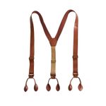 New Vintage Leather Suspenders Button Non-Slip Y-shape Stretchy Hanging Buckle