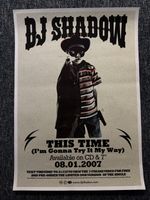 RARE ORIGINAL 38x25 cm RECORD STORE PROMOTIONAL POSTER - DJ SHADOW (2007)