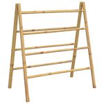 Double Towel Ladder with Rungs Bamboo Toilet Shelf Toilet Stand vidaXL