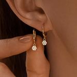 14K Yellow Gold Plated 1CT Round Cut Lab Created Diamond Drop Earrings Women's