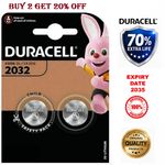 2 x 2032 DURACELL CR 2032 BR2032 DL2032 3V Lithium Coin Cell Battery Batteries .