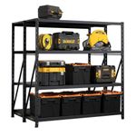 2 x Black Heavy Duty Racking With Metal Shelves 1830mm H x 1800mm W x 600