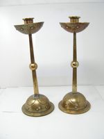 WMF ART NOUVEAU GERMAN DESIGNER JUGENSTIL ARTS & CRAFTS PAIR OF CANDLESTICKS