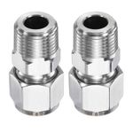 2pcs Compression Fitting 10mm OD x 3/8" NPT Male Stainless Steel Coupler Adapter