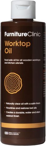 Furniture Clinic Worktop Oil 250ml - Food Safe, Quick Drying Worktop Oil for All