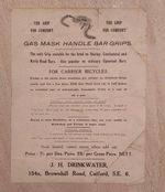 Vintage poster advertising bicycle GAS MASK HANDLE BAR GRIPS