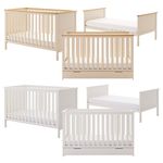 Obaby Evie Cot Bed White or Cashmere COT to Toddler BED - Adjustable Height Base
