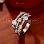 3ct Round Cut Moissanite Split Band Bubbles Engagement Ring White Gold Plated
