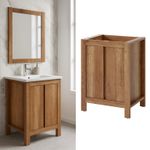 Bathroom Vanity Cabinet 600mm Floor Standing 60cm Sink Unit Classic Oak Effect