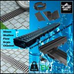50mm Shallow Flow Black & Galvanised Channel Drainage Driveway Garden Pool
