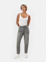 Ladies High Rise Mom Fit Jeans Grey And Dark Washed Denim Trousers Bottom
