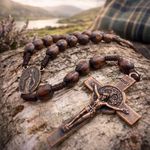 Handmade Maple Wooden Rosary Beads Catholic Antique Traditional Virgin Mary