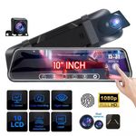 10'' Car Dash Camera Front Rear View Mirror Reverse Camera DVR HD Dual Lens UK