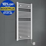 Bathroom White Electric Ladder Flat Towel Rail Radiator 1100mm x 500mm 250W
