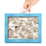 Newborn Baby Keepsake Memory Frame Large Blue 3D Wooden Photo Milestone Box UK