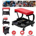 Trolley Seat Mechanics Padded Creeper Car Garage Work Stool Swivel Wheels Chair.
