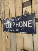 Original Early 20th Century You May Telephone From Here Enamel Sign