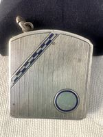 SUPERB 935 STERLING SILVER And BLUE ENAMEL VESTA CASE . C 1920