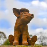 Charming Pig in Wellies Garden Sculpture - Cast Iron Outdoor Ornament