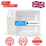 50 100 Square Super Strong Party Paper Plate Sugarcane Bagasse Biodegradable