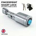Fingerprint Smart Door Lock Euro Cylinder Keyless App + 3 Fobs 2 Keys