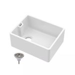 Traditional 1 Bowl Fireclay Ceramic Belfast Sink & Strainer Waste - 595mm
