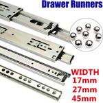 Drawer Runners Replacement Storage Grooved Ball Bearing Slides 17mm 27mm 45mm